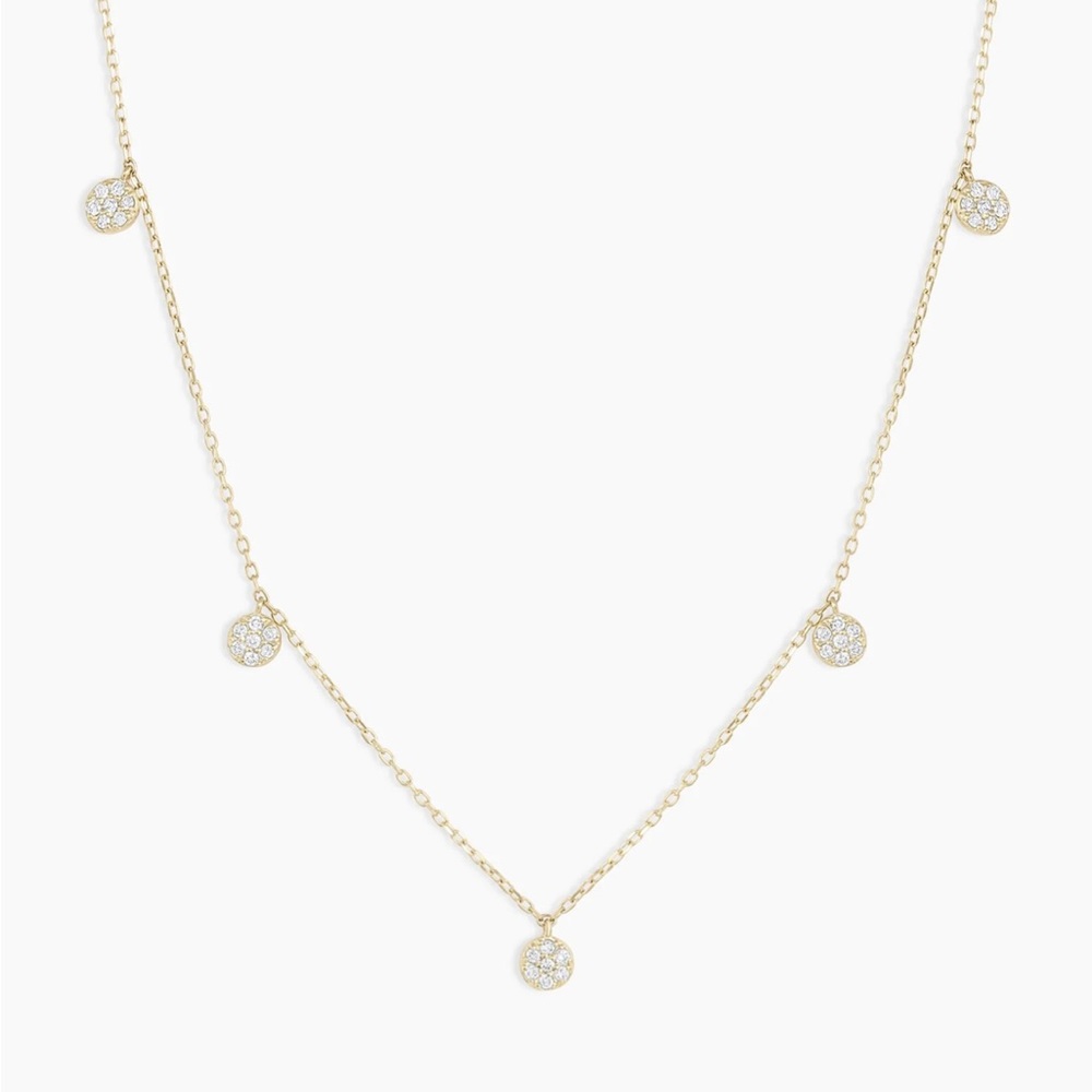 14K SOLID GOLD DIAMOND PAVÉ FLUTTER NECKLACE